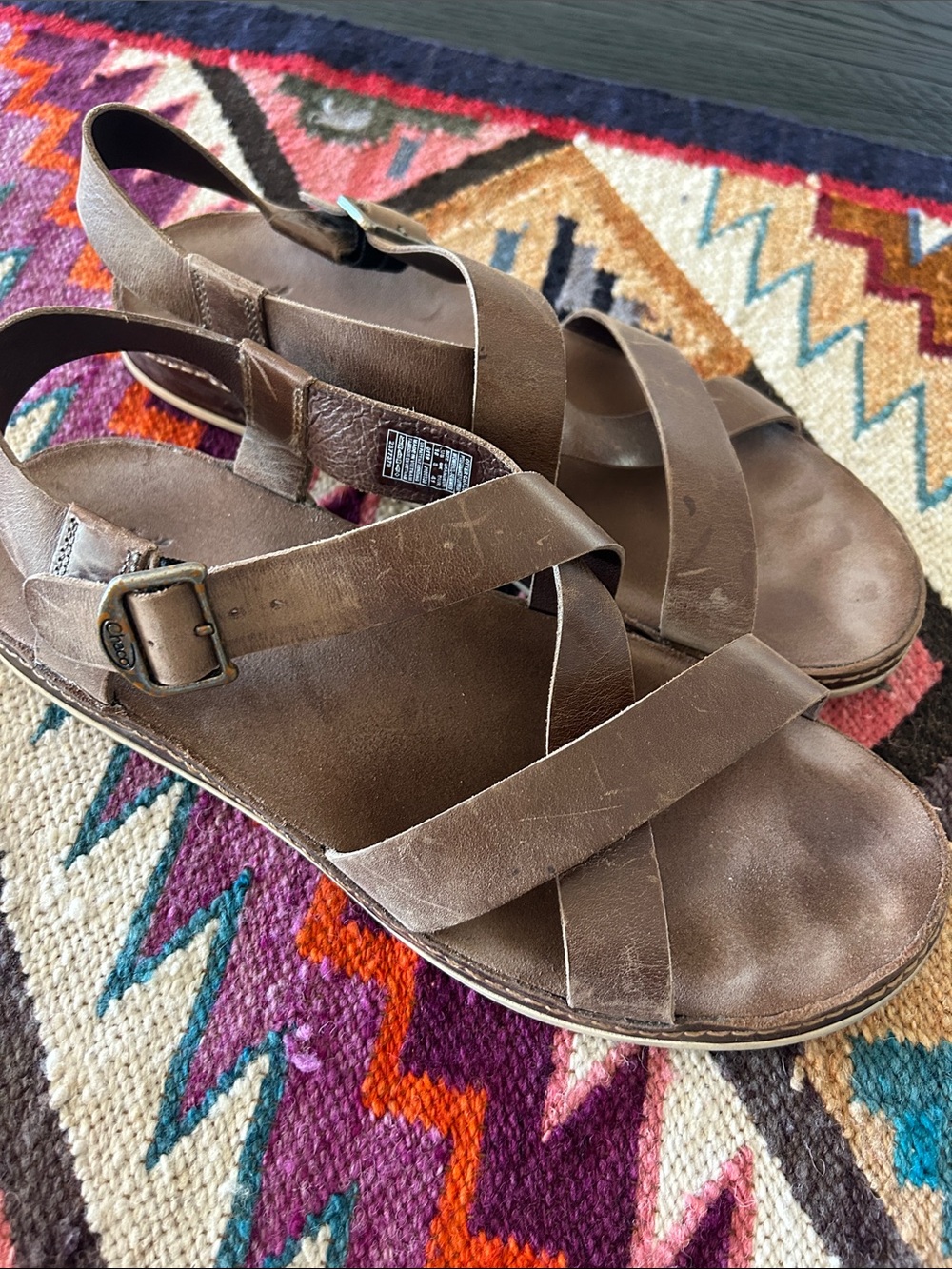 Women's Otter Chaco Brown Leather Strappy Slingback Sandals